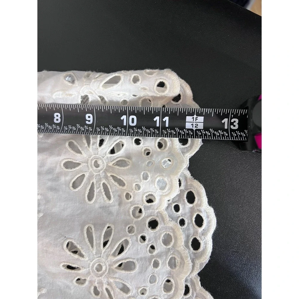 Madewell Eyelet Puff-Sleeve Top Antique‎ Cream Floral Scalloped Small NEW